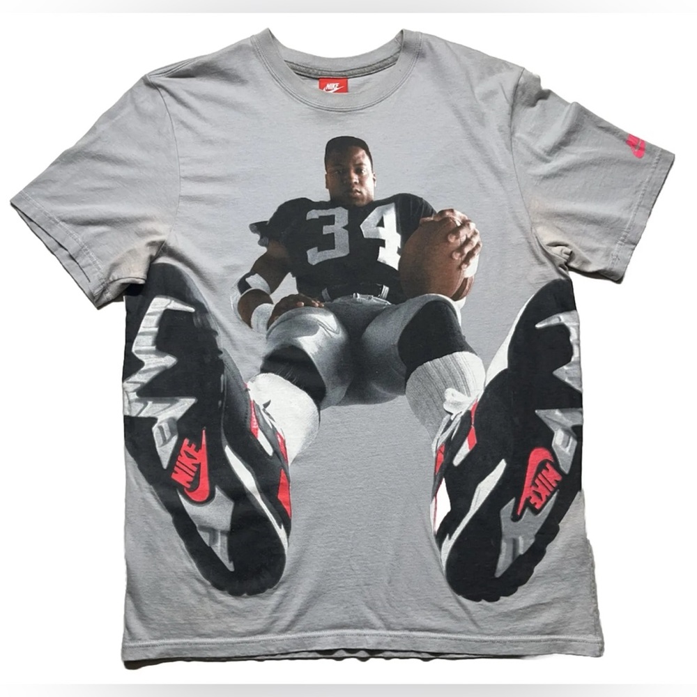 Vintage Nike Bo Jackson Raiders Bo Over You T-Shirt Size XL RARE HTF 90s